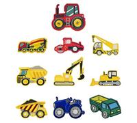 EHDWXVZM 10 Pezzi di Veicoli da Costruzione, Macchie da Stiro per Bambini, Veicoli da Costruzione, Macchie di Abbigliamento per Bambini E Macchie da Stiro per Veicoli Tecnici.