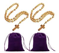 EHDWXVZM 2 collane rosario da uomo, 2 borse organizer, collana rosario comunione per ragazzi, collana rosario con perline, rosario pendente croce