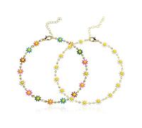 EHDWXVZM 2 piccole cavigliere a margherita, cavigliere floreali per donna, cavigliere in stile bohémien, cavigliere regolabili, gioielli per i piedi
