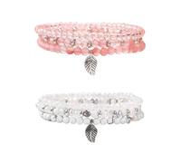 EHDWXVZM 2 set di braccialetti a tre strati, braccialetti di gioielleria alla moda da donna, braccialetti con perline, braccialetti regalo di compleanno, braccialetti impilabili