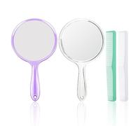 EHDWXVZM 2 specchi bifacciali, 2 pettini, specchietto manuale, specchio da viaggio, specchietto, specchio portatile, specchietto per il trucco, piccolo specchio cosmetico