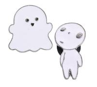 EHDWXVZM 2 Spille Fantasma dei Cartoni Animati, Spilla Principessa Mononoke, Spilla di Halloween, Spilla per Bambini, Oggetti Decorativi Divertenti, Simpatico Distintivo in Metallo