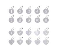 EHDWXVZM 20 pezzi di targhe digitali, amore, targhe rotonde, cartellini numeri 1-10, targhette numeriche in acciaio inossidabile, portachiavi numerati, pendenti per targhe
