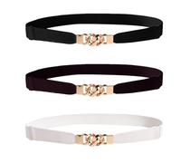 EHDWXVZM 3 Cinture Sottili con Fibbia, Dimagranti, Elastiche e Retrò per Abiti e Abiti da Donna