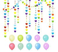 EHDWXVZM 3 Ghirlande Decorative Colorate A Forma di Cuore, 10 Palloncini, Pendenti Decorativi Colorati, Decorazioni da Appendere per Le Feste