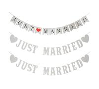 EHDWXVZM 3 Pezzi di Striscioni Just Married, Striscioni per Decorazioni Nuziali, Decorazioni per Matrimoni All'Aperto, Striscioni per Decorazioni Nuziali, Striscione Just Married Love