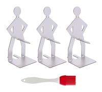 EHDWXVZM 3 supporti per salsicce e 1 spazzola per olio, griglia in acciaio inox, accessori da forno, pennello in silicone