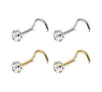 EHDWXVZM 4 borchie per naso in zircone, borchie per naso da donna, borchie per naso a forma di S, accessori decorativi per donna, gioielli piercing per anello al naso in oro