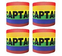 EHDWXVZM 4 fasce da capitano, cravatte da capitano a righe arcobaleno, bracciali da gioco "Capitano", braccialetti da calcio elasticizzati, braccialetti fasciatoio, braccialetti allargati