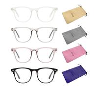 EHDWXVZM 4 occhiali anti-luce blu e 4 sacchetti per occhiali, occhiali con filtro luce blu, occhiali per computer, occhiali trasparenti, occhiali unisex, occhiali alla moda