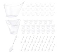 EHDWXVZM 50 bicchieri da dessert, 20 cucchiai, bicchieri da dessert per feste, da dessert curvi