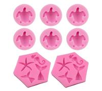 EHDWXVZM 6 Pezzi di Tartarughe Marine E 2 Pezzi di Forma del Mare, Teglia di Cioccolato, Forma di Silicone di Tartaruga, Teglia per Animali Marini, Forma di Tartaruga 3D.