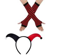 EHDWXVZM Abito da Clown Set in 4 Parti, Fascia da Clown, Adesivo per Tatuaggi Clown, Guanti da Clown, Abito in Maschera, Abito da Festa di Carnevale.