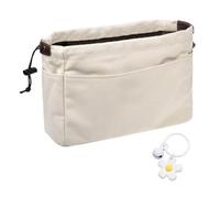 EHDWXVZM Borsa di Tela Bianco Sporco Con Pendente a Fiore, Portatile, Custodia per Cosmetici e Borsetta, Simpatico Portachiavi