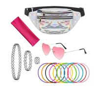 EHDWXVZM Borsa in Vita da 1 Pezzi, Occhiali da 1 Pezzi, Braccialetto da 10 Pezzi, Collari da 3 Pezzi E Fascia da 1 Pezzi, Accessori retrò, Forniture per Vestiti per Feste, Accessori per Donne.