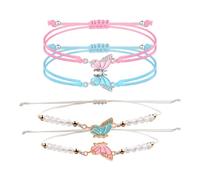 EHDWXVZM Braccialetti A Farfalla Intrecciati In 4 Pezzi, Braccialetti Per Fidanzata, Ragazze E Giovani Donne, Coordinati, Di Amicizia, Rosa E Blu