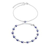 EHDWXVZM Cavigliere per Malocchio 2 Pezzi, Braccialetti alla Caviglia per Donne, Cavigliere Boho d'Argento