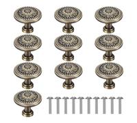 EHDWXVZM Confezione da 10 Maniglie per Cassetti retrò, Dotate di Viti, Maniglie per Mobili con Motivo Rotondo, Maniglie per Mobili, Accessori per Mobili, Adatte per Cassetti, Armadi, Armadi