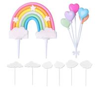 EHDWXVZM Decorazione per Torta Arcobaleno da 1 Pezzo, Decorazione per Torta con Palloncino da 1 Pezzo, Decorazione per Torta A Nuvola da 6 Pezzi, Decorazione per Festa di Compleanno per Bambini