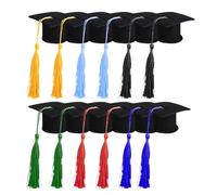 EHDWXVZM Mini cappelli da laurea da 12 pezzi, cappelli decorativi da laurea, cappelli da laurea con decorazione bottiglia di vino, pendenti per cappelli da laurea, cappelli da laurea con nappe