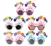 EHDWXVZM Occhiali da compleanno da 5 pezzi, occhiali per decorazioni di compleanno, occhiali da sole divertenti, accessori per decorazioni per le feste, occhiali felici