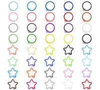 EHDWXVZM Portachiavi Rotondi da 20 Pezzi, Portachiavi A Stella da 20 Pezzi, Portachiavi Piatti, Portachiavi in Metallo, Anelli Portachiavi, Portachiavi Colorati Fai da Te