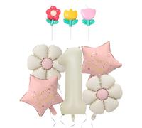 EHDWXVZM Set di Palloncini di Compleanno in 5 Parti E Spazi di Fiori in Tre Parti, Decorazioni di Compleanno di 1 Anno, Palloncini Digitali, Palloncini di Compleanno per Ragazze.