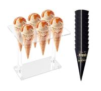 EHDWXVZM Supporto per cono gelato da 1 pezzo, vassoio di carta per gelato da 10 pezzi, supporto per gelato, supporto per cono di neve gelato, espositore per gelato