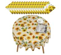 EHDWXVZM Tovaglia girasole 1 pezzo e 16 carte veline girasole, decorazione da tavola, decorazioni per feste, accessori per mobili, tovaglia impermeabile, tovaglia rotonda, carta velina stampata