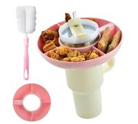 EHDWXVZM Vassoio per snack da 1 tazza, 1 spazzola per tazza, contenitore per snack portatile, vassoio per l'erogazione di snack