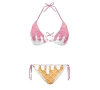 Eheartsgir Bikini da donna Set due pezzi a vita alta costume da bagno con scollo a V Halter String Costume da bagno Triangolo Bikini Bottoms, Gelato., S