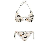 Eheartsgir Bikini da donna Set due pezzi a vita alta costume da bagno con scollo a V Halter String Costume da bagno Triangolo Bikini Bottoms, Ragnatela di Halloween Gatti, S