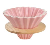 EHERDM Gocciolatore per caffè in ceramica con supporto per tazza in legno, elegante colino a forma di fiore V60 per 1-2 tazze, accessori per la preparazione lenta per casa, caffetterie, ristoranti,