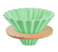EHERDM Gocciolatore per caffè in ceramica con supporto per tazza in legno, elegante colino a forma di fiore V60 per 1-2 tazze, accessori per la preparazione lenta per casa, caffetterie, ristoranti,