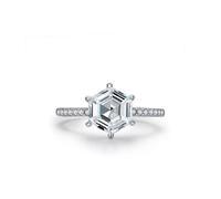 Eheringe, anello da donna in silber Sechseckiger Solitär 925 Silber Geschenk Beste Freundin, 52 (16.6), 925 Silber, Zirconia
