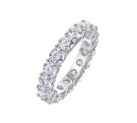 Eheringe Deko Hochzeit, Damenring Vintage 4 mm Runder Moissanit 0,3 Ct Silber 9K Weiße gold Größe 57 (18.1)