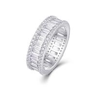 Eheringe Frauen, Schmuck Ring Luxuriöse Reihe Aus Rechteckigen 0,2 Ct Moissanite 2 X 4 mm Silber 9K Weiße gold Größe 60 (19.1)