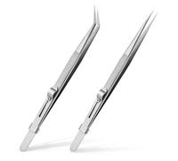Ehids 2 Pezzi Pinzette Set, con Chiusura a Scorrimento in Acciaio Inox, micro-magnetiche, per Elettronica, Laboratorio di Lavoro, Riparazione Gioielli