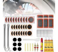 EHIOG 56 Pezzi Kit Riparazione Bici, con Toppe Autoadesive e Vulcanizzate, Attrezzi Multifunzione, Leve Smontagomme e Scatola Portatile, per MTB, Bici da Corsa e BMX