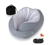 EHIOG Cuscino Cervicale, Cuscino da Viaggio per Collo, per il collo in memory foam, ideale per viaggiare in aereo, auto, treno, con maschera per dormire e tappi per le orecchie, borsa portaoggetti
