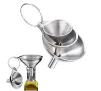EHIOG Set di 3 imbuti in acciaio inox, Imbuto per Cucina, Piccolo Imbuto con Manico, per Filtraggio Imbuto di Metallo per Succo, Spezie, Olio, Vino