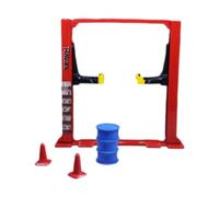 EHJRE 1/64 Diorama Officina Auto Attrezzi Riparazione Telaio Riparazione Fusto Olio Sollevatore Auto Scena Display Modello Cono Traffico Miniatura, Sollevamento del Colore Rosso