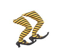 EHJRE Gambe da Strega con Scarpe Magiche - Decorazione Spettrale di Halloween, Striscia Gialla Nera