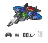 EHJRE Modello di Aereo da Caccia Telecomandato con Funzione Acrobatica a 360 Gradi E Luci a LED per Notturni per Bambini, Batteria Blu Due