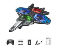 EHJRE Modello di Aereo da Caccia Telecomandato con Funzione Acrobatica a 360 Gradi E Luci a LED per Notturni per Bambini, Batteria Singola Blu