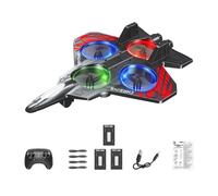 EHJRE Modello di Aereo da Caccia Telecomandato con Funzione Acrobatica a 360 Gradi E Luci a LED per Notturni per Bambini, Tre Batteria Rossa