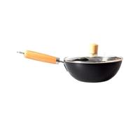 EHJRE Padella, Pentola per Zuppa, Distribuzione Uniforme, Piatta con Coperchio in Vetro, Padella per Friggere Su Fiamma Libera, Tutte Le, 20 Cm