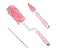 EHJRE Spazzola per in Silicone Da 3 Pezzi Lavaggio con Detergente per Testina in Silicone Morbido Rotante a 360 Gradi, Rosa, Taglia unica