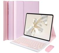 EHLCYS Custodia Con Tastiera Per Huawei Honor Pad 9 12,1 Pollici Tablet, Tastiera Bluetooth Wireless Magnetica Staccabile, Custodia Con Supporto In PU Ultrasottile Con Mouse,Rosa
