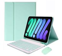 EHLCYS Custodia con Tastiera per iPad Mini 5/4/3/2/1 7,9 Pollici, Tastiera Bluetooth Magnetica Staccabile, Custodia A Libro Ultrasottile con Portapenne E Mouse,Mint Green